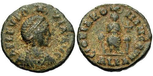 1 Follis / 1 AE3 Imperio bizantino (330-1453) Bronce Elia Eudoxia (?-404)