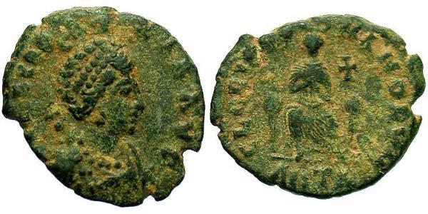 1 Follis / 1 AE3 Imperio bizantino (330-1453) Bronce Elia Eudoxia (?-404)