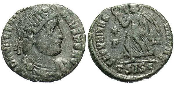 1 Follis / 1 AE3 羅馬帝國 青铜 瓦伦提尼安一世