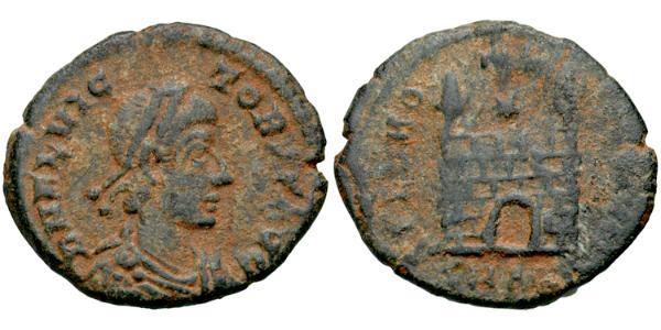 1 Follis / 1 AE4 Roman Empire (27BC-395) Bronze Flavius Victor (?-388)