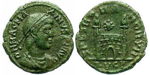 1 Follis / 1 AE4 Western Roman Empire (285-476) 青铜 Magnus Maximus (335-388)