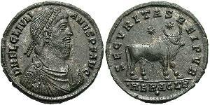 1 Follis /  AE1 Empire romain (27BC-395) Bronze Julien II  (331-363)