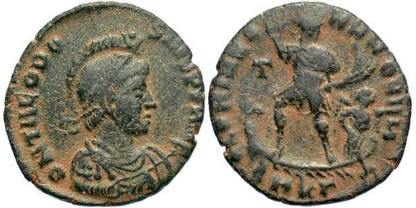 1 Follis /  AE2 Imperio romano (27BC-395) Bronce Teodosio I (347-395)