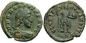 1 Follis /  AE2 Imperio romano de Occidente (285-476) Bronce Honorio (384-423)