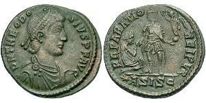 1 Follis /  AE2 Roman Empire (27BC-395) Bronze Theodosius I (347-395)