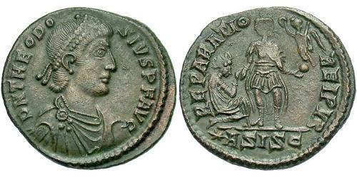 1 Follis /  AE2 Roman Empire (27BC-395) Bronze Theodosius I (347-395)