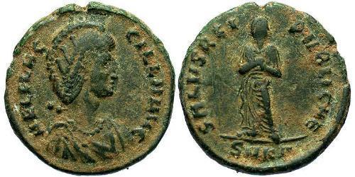 1 Follis /  AE2 Roman Empire (27BC-395) Bronze Aelia Flaccilla (?-385)