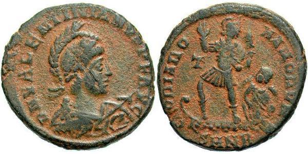 1 Follis /  AE2 Roman Empire (27BC-395) Bronze Valentinian II (371-392)