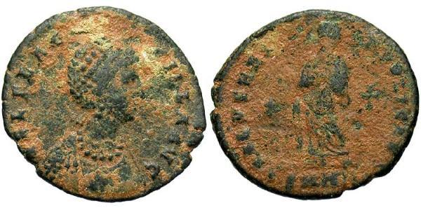 1 Follis /  AE2 Roman Empire (27BC-395) Bronze Aelia Flaccilla (?-385)
