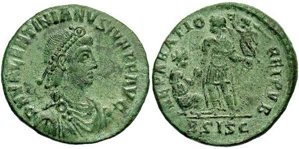 1 Follis /  AE2 Roman Empire (27BC-395) Bronze Valentinian II (371-392)