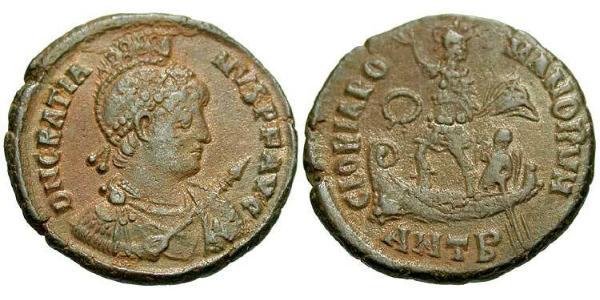 1 Follis /  AE2 Western Roman Empire (285-476) Bronze Gratian (359-383)