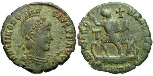 1 Follis /  AE2 Impero romano (27BC-395) Bronzo Teodosio I (347-395)