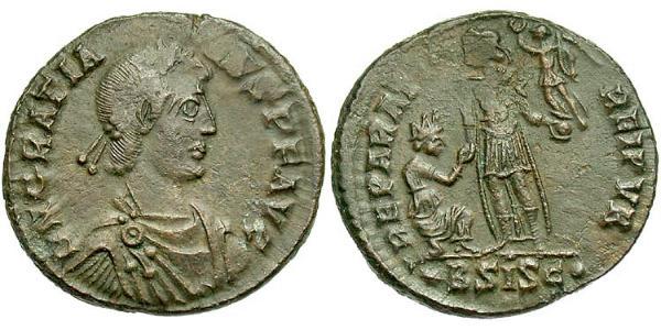 1 Follis /  AE2 Western Roman Empire (285-476) 青铜 格拉提安