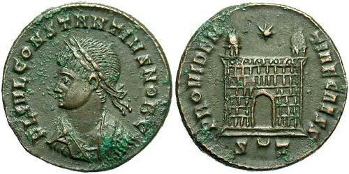 1 Follis /  AE3 Imperio romano (27BC-395) Bronce Constancio II (317 - 361)