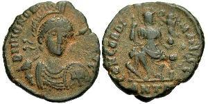 1 Follis /  AE3 Imperio romano de Occidente (285-476) Bronce Honorio (384-423)