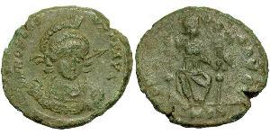 1 Follis /  AE3 Imperio romano de Occidente (285-476) Bronce Honorio (384-423)