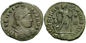 1 Follis /  AE3 Imperio romano de Occidente (285-476) Bronce Graciano (359-383)