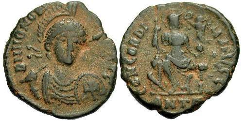 1 Follis /  AE3 Imperio romano de Occidente (285-476) Bronce Honorio (384-423)