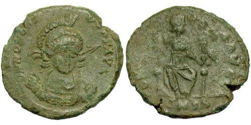 1 Follis /  AE3 Imperio romano de Occidente (285-476) Bronce Honorio (384-423)