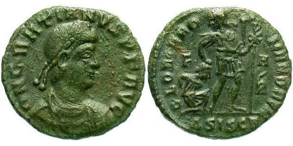 1 Follis /  AE3 Imperio romano de Occidente (285-476) Bronce Graciano (359-383)