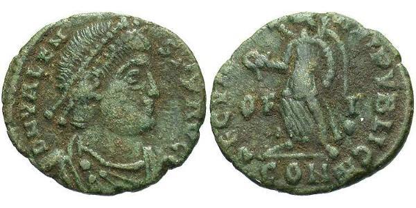 1 Follis /  AE3 Byzantine Empire (330-1453) Bronze Valens (328-378)