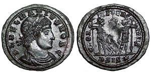 1 Follis /  AE3 Empire romain (27BC-395) Bronze Dalmatius (?-337)