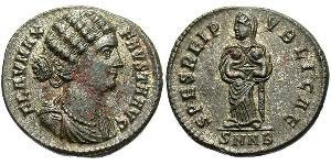 1 Follis /  AE3 Empire romain (27BC-395) Bronze Fausta (289-326)