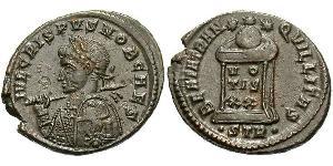 1 Follis /  AE3 Empire romain (27BC-395) Bronze Crispus (305 - 326)