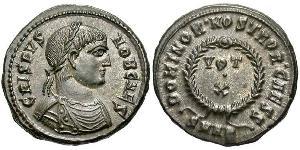1 Follis /  AE3 Empire romain (27BC-395) Bronze Crispus (305 - 326)
