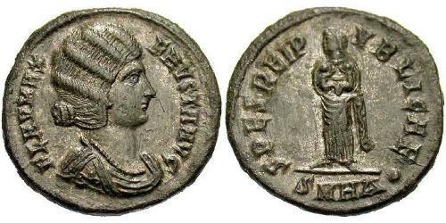 1 Follis /  AE3 Empire romain (27BC-395) Bronze Fausta (289-326)