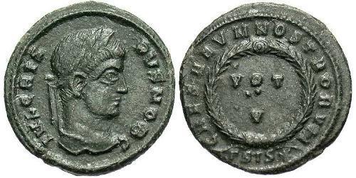 1 Follis /  AE3 Empire romain (27BC-395) Bronze Crispus (305 - 326)
