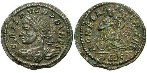 1 Follis /  AE3 Empire romain (27BC-395) Bronze Crispus (305 - 326)