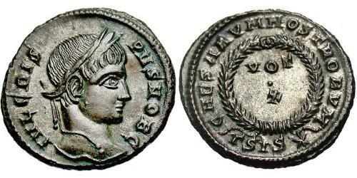 1 Follis /  AE3 Empire romain (27BC-395) Bronze Crispus (305 - 326)