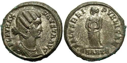 1 Follis /  AE3 Empire romain (27BC-395) Bronze Fausta (289-326)