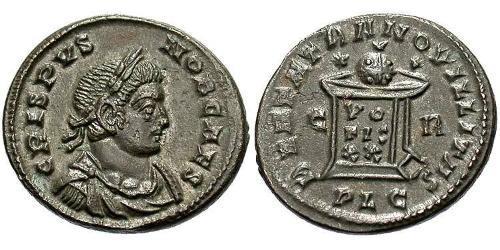 1 Follis /  AE3 Empire romain (27BC-395) Bronze Crispus (305 - 326)