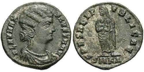 1 Follis /  AE3 Empire romain (27BC-395) Bronze Fausta (289-326)