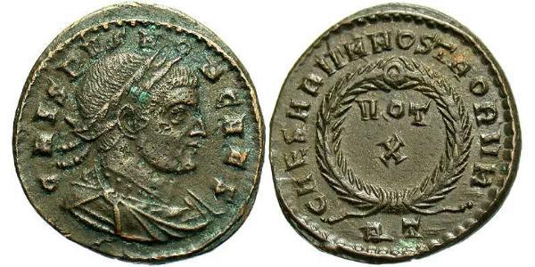 1 Follis /  AE3 Empire romain (27BC-395) Bronze Crispus (305 - 326)