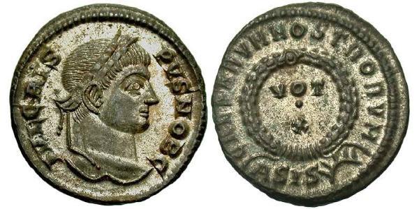 1 Follis /  AE3 Empire romain (27BC-395) Bronze Crispus (305 - 326)