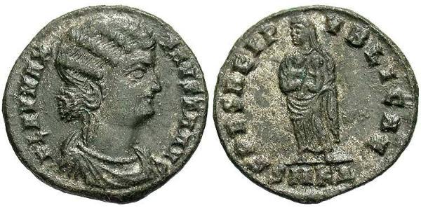 1 Follis /  AE3 Roman Empire (27BC-395) Bronze Fausta (289-326)