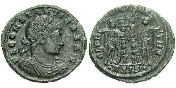 1 Follis /  AE3 Römische Kaiserzeit (27BC-395) Bronze Constans I (320-350)