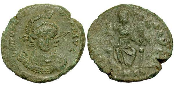 1 Follis /  AE3 Western Roman Empire (285-476) Bronze Honorius  (384-423)