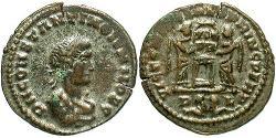 1 Follis /  AE3 Impero romano (27BC-395) Bronzo Costanzo II (317 - 361)