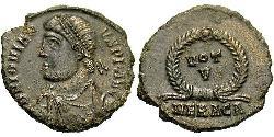 1 Follis /  AE3 Impero romano (27BC-395) Bronzo Gioviano (331- 364)