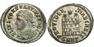 1 Follis /  AE3 Impero romano (27BC-395) Bronzo Costanzo II (317 - 361)