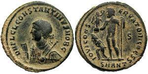 1 Follis /  AE3 Impero romano (27BC-395) Bronzo Costanzo II (317 - 361)