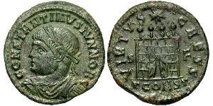 1 Follis /  AE3 Impero romano (27BC-395) Bronzo Costanzo II (317 - 361)