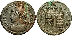 1 Follis /  AE3 Impero romano (27BC-395) Bronzo Costanzo II (317 - 361)