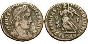 1 Follis /  AE3 Impero romano (27BC-395) Bronzo Valentiniano I (321-375)