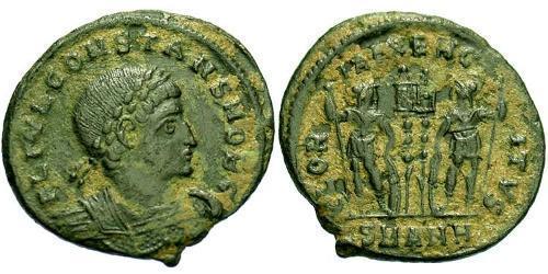 1 Follis /  AE3 Impero romano (27BC-395) Bronzo Costante I (320-350)
