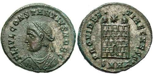 1 Follis /  AE3 Impero romano (27BC-395) Bronzo Costanzo II (317 - 361)